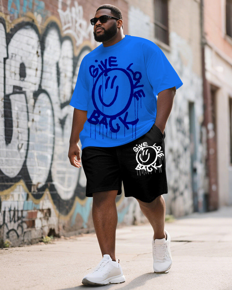 Big & Tall Graphic Graffiti T-Shirt Shorts Set for big men view 1