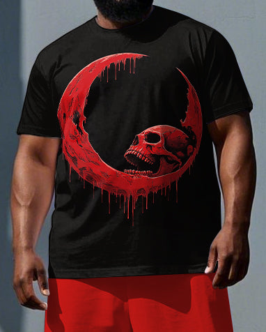 Big & Tall Graphic Skull T-Shirt Shorts Set for big men view 2