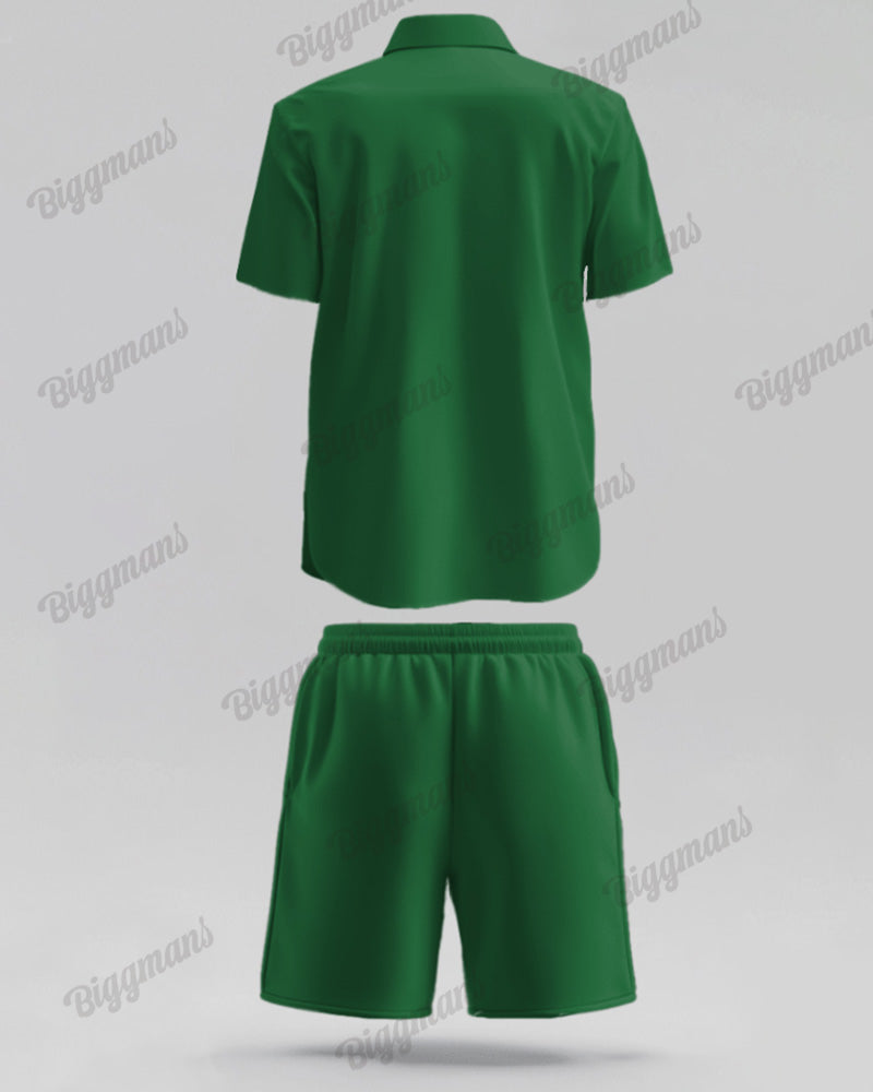 Big & Tall Green Streetwear T-Shirt Shorts Set for big men view 5