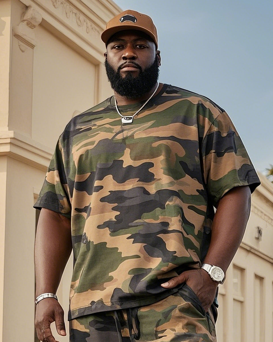 Big & Tall Graphic Camouflage Vintage Two-piece Set for big men view 2
