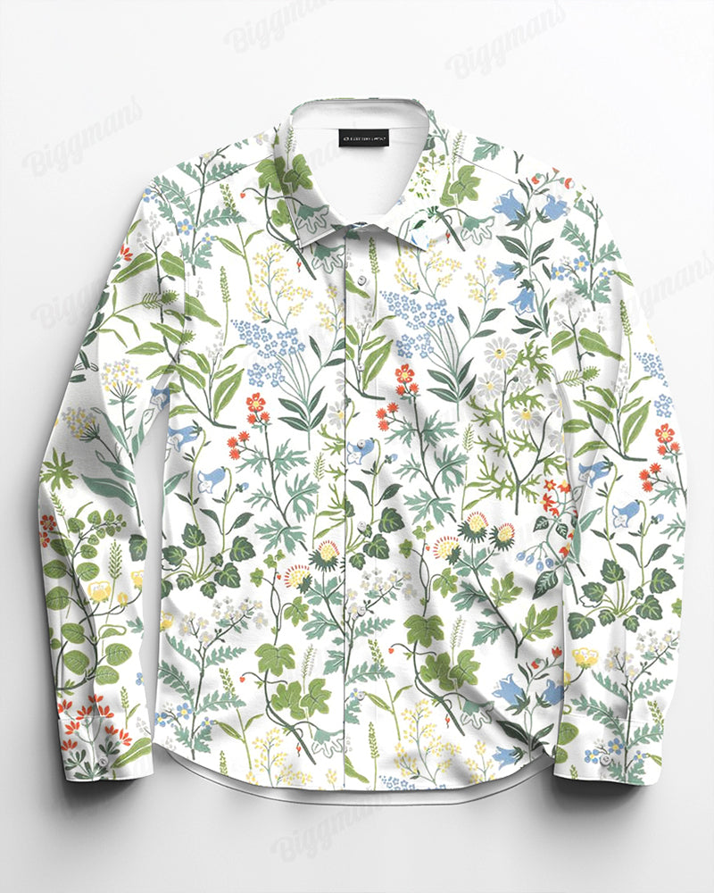 Big & Tall Graphic Floral Long Sleeve Shirt for big men view 2