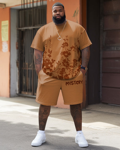 Big & Tall Floral T-Shirt Shorts Set for big men view 1