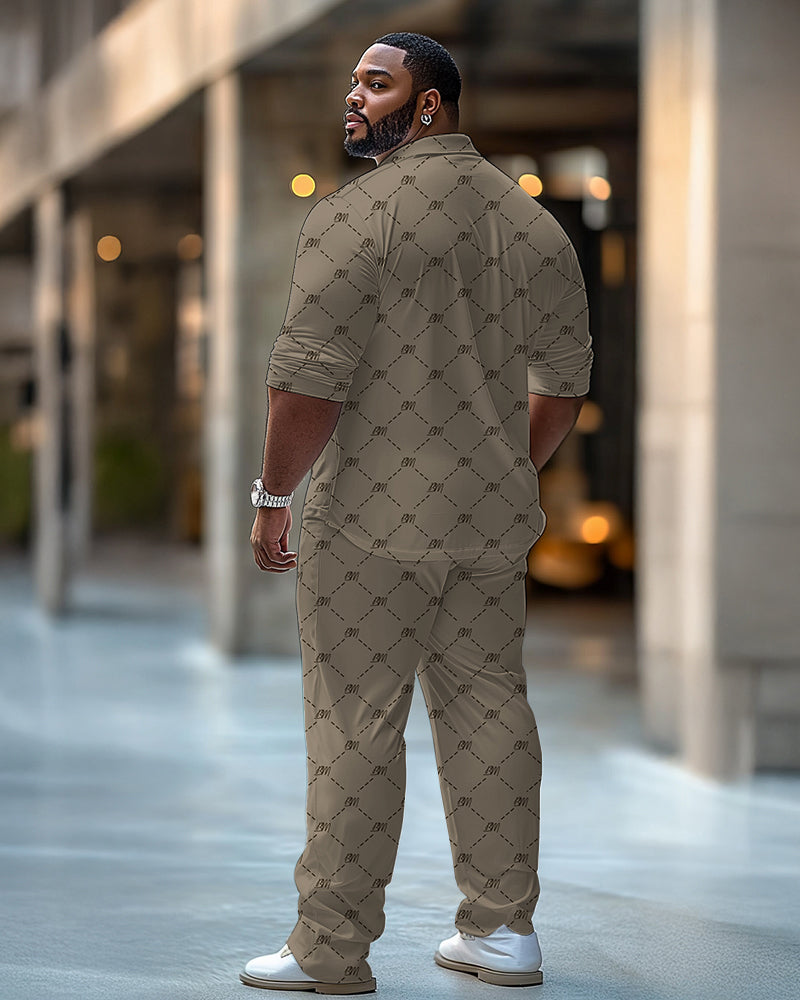 Big & Tall Graphic Business Casual T-Shirt Pants Set for big men view 4