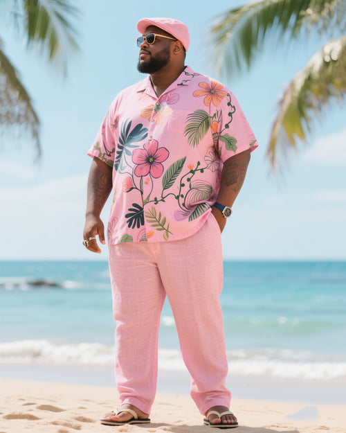 Big & Tall Floral T-Shirt Pants Set for big men view 1