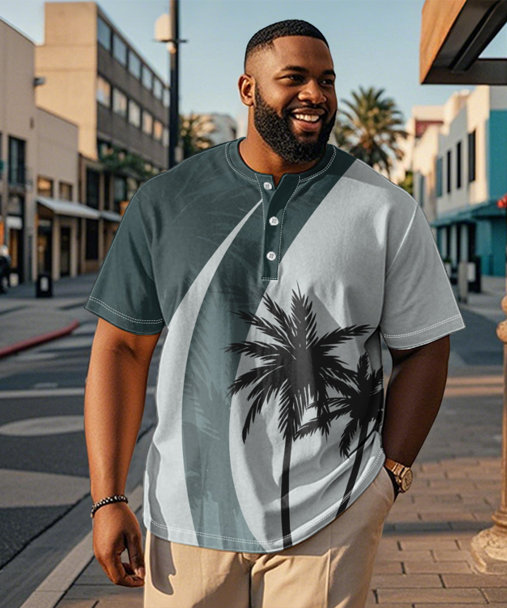Big & Tall Green Hawaiian Colorblock T-Shirt for big men view 1