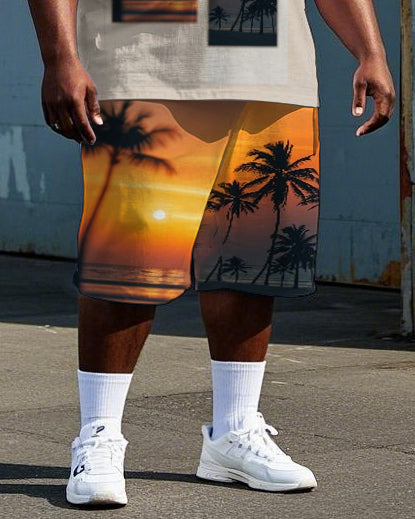 Big & Tall Hawaiian T-Shirt Shorts Set for big men view 3