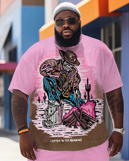 Big & Tall Skull T-Shirt Shorts Set for big men view 2