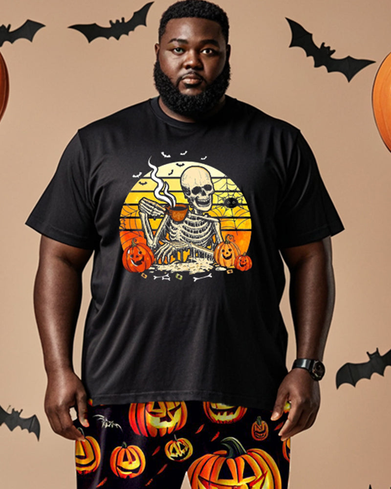Big & Tall Graphic Skull T-Shirt Pants Set for big men view 2