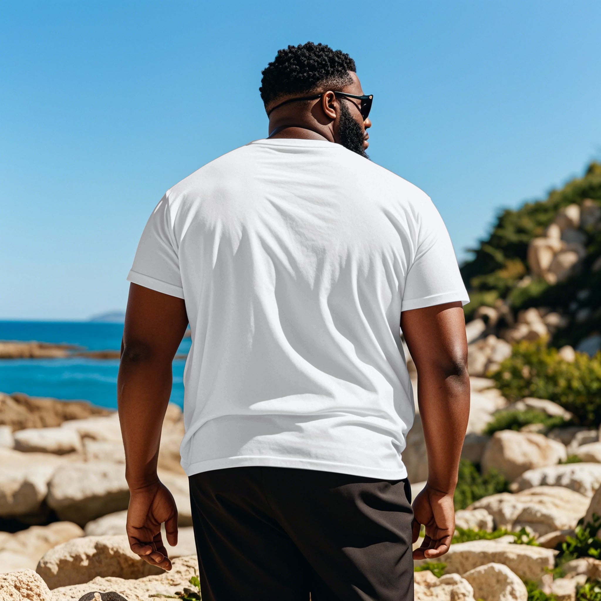 Big & Tall Hawaiian Streetwear T-Shirt Shorts Set for big men view 4