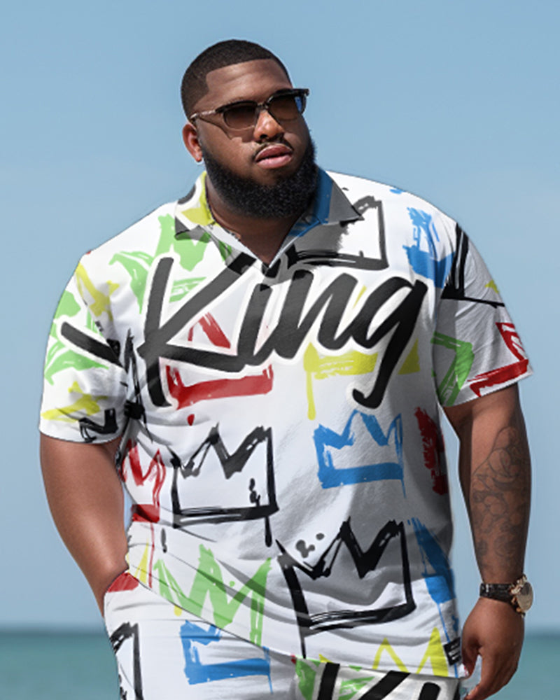 Big & Tall Hawaiian Graphic Two-piece Set for big men view 2