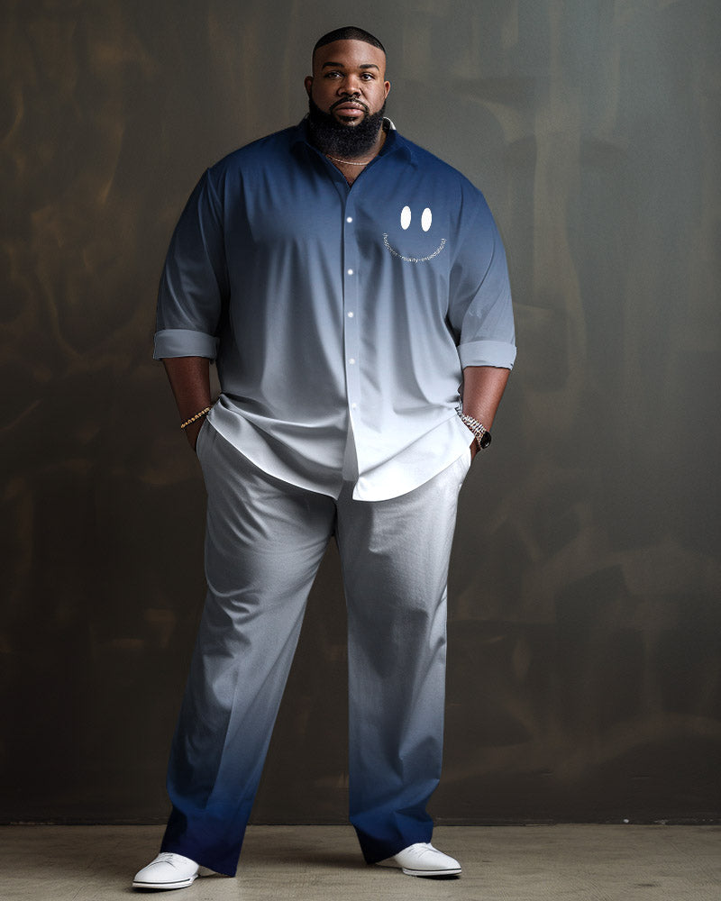 Big & Tall Gradient Graphic Smiley Shirt Pants Set for big men view 1