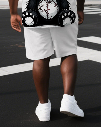 Big & Tall Graphic Streetwear T-Shirt Shorts Set for big men view 3