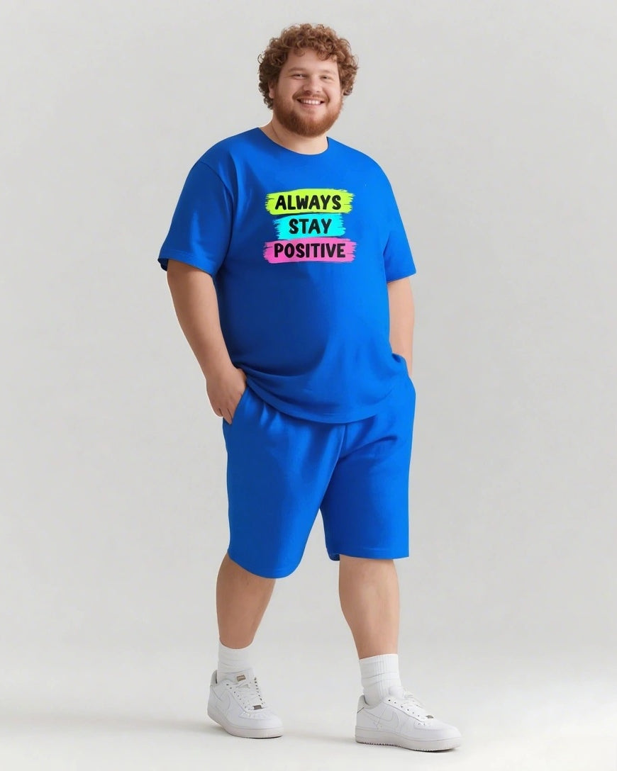 Big & Tall Graphic Streetwear T-Shirt Shorts Set for big men view 8