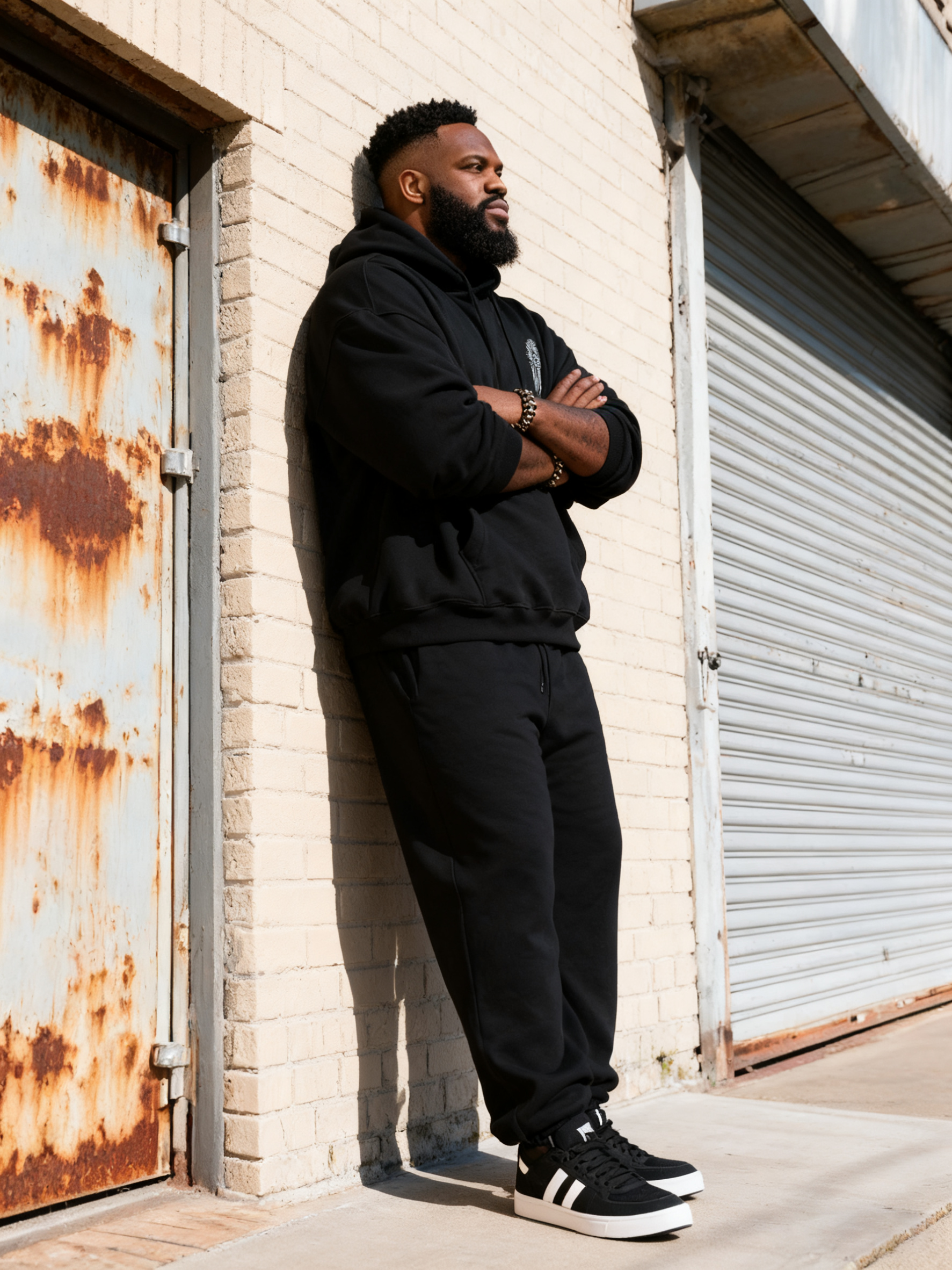 Big & Tall Black Graphic Hoodie Sweatpants Set for big men view 8