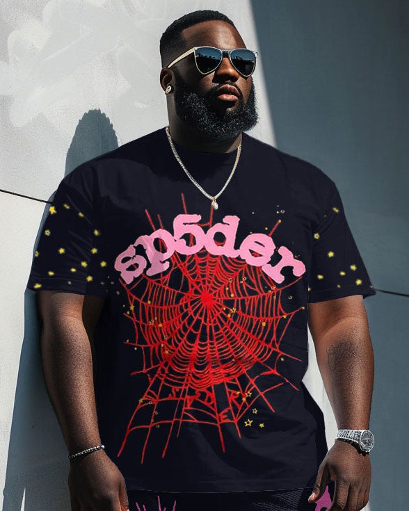 Big & Tall Streetwear T-Shirt Shorts Set for big men view 2