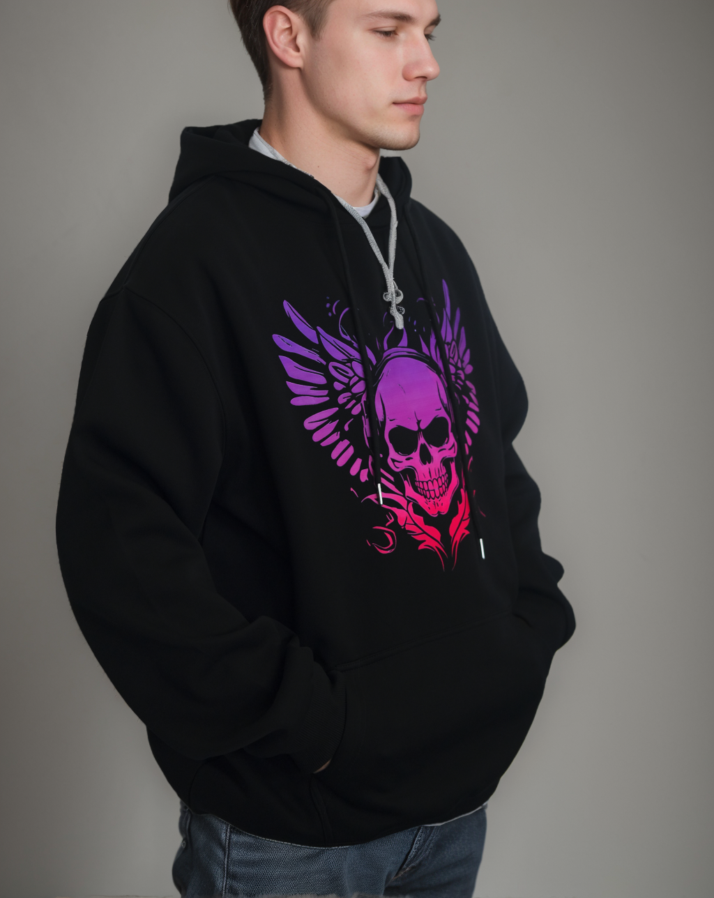 Big & Tall Skull Hoodie for big men view 3