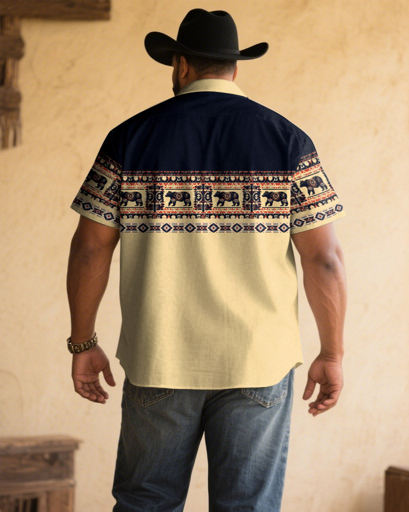 Big & Tall Khaki Graphic Short Sleeve Shirt for big men view 2