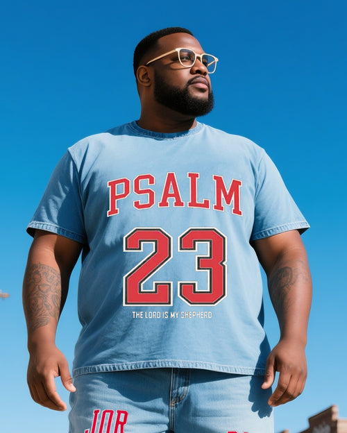 Big & Tall Denim T-Shirt Shorts Set for big men view 2