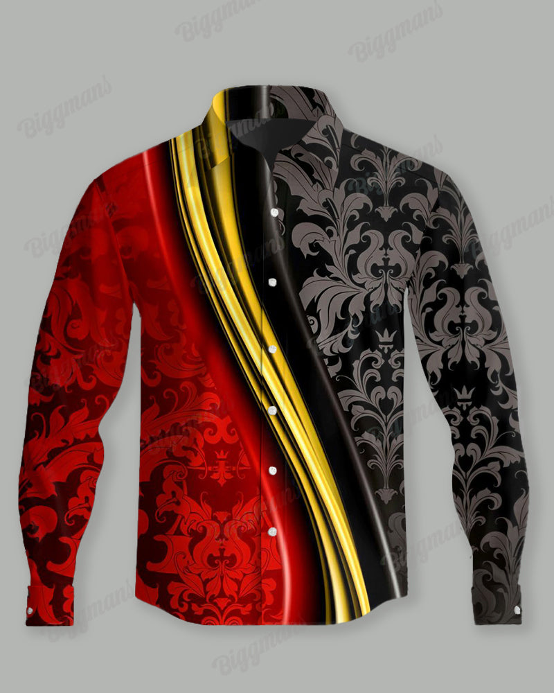 Big & Tall Geometric Patchwork Long Sleeve Shirt for big men view 2