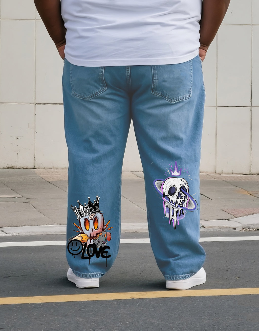 Big & Tall Denim Graphic Streetwear Jeans for big men view 1