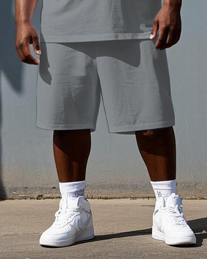 Big & Tall Streetwear T-Shirt Shorts Set for big men view 3