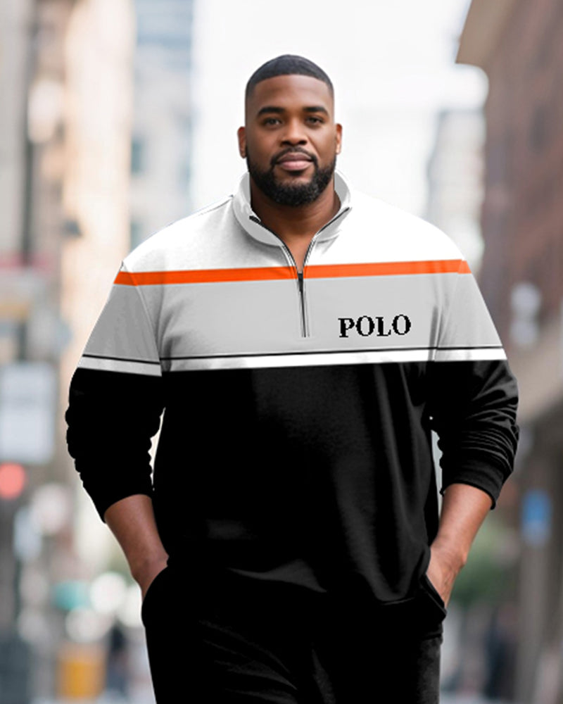 Big & Tall Striped Two-piece Set for big men view 2