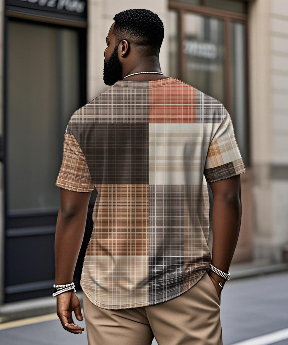 Big & Tall Geometric Plaid Graphic T-Shirt for big men view 2
