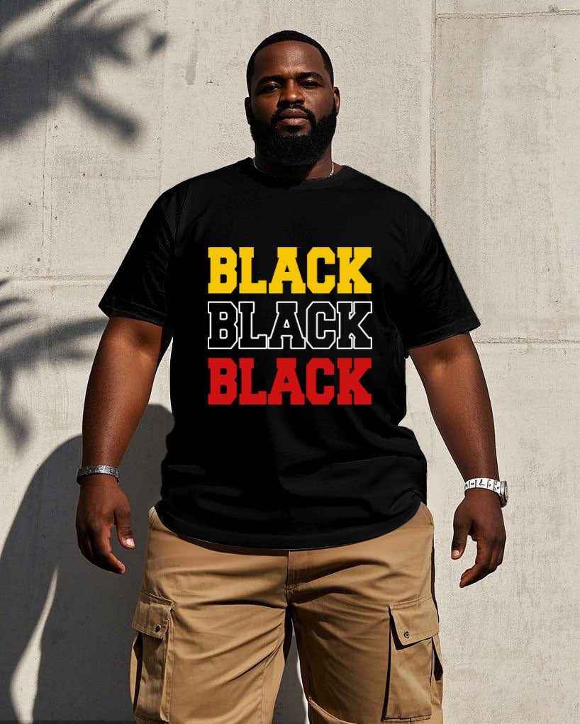 Big & Tall Black Graphic Streetwear Jeans for big men view 1