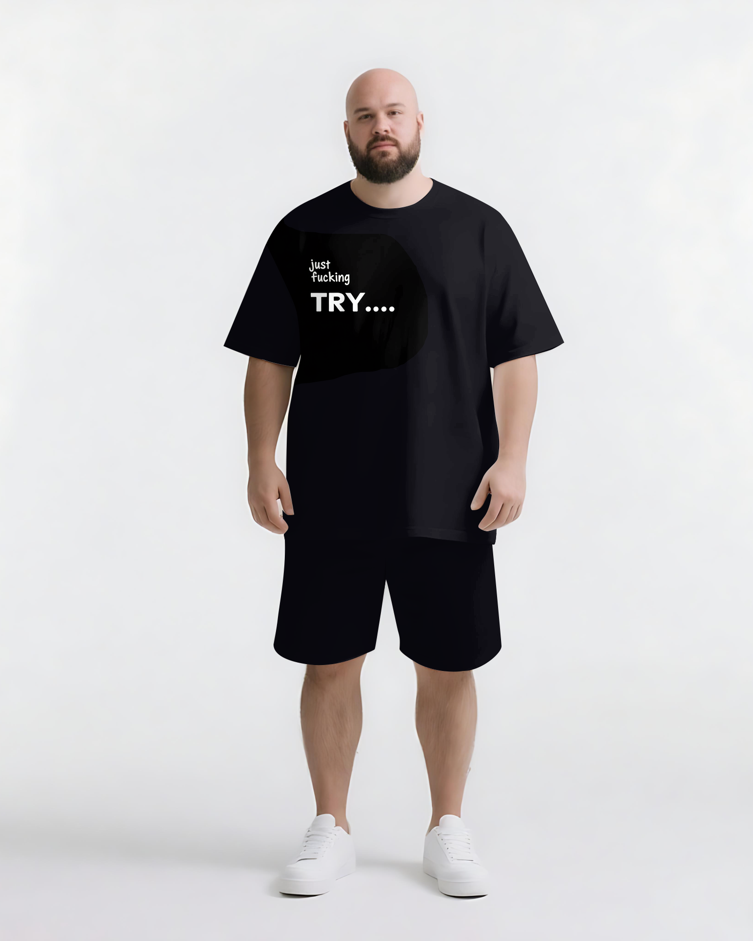 Big & Tall Graphic Streetwear Two-piece Set for big men view 2