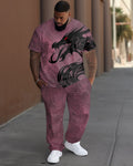 Big & Tall Pink Graphic T-Shirt Pants Set for big men view 1