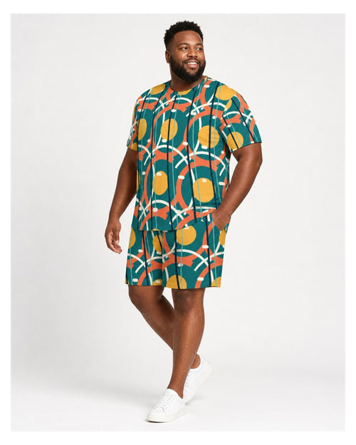 Big & Tall Solar Court Digital Print T-Shirt and Shorts Set Set