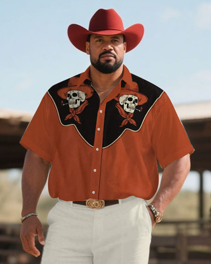 Big & Tall Western Denim Graphic T-Shirt Pants Set for big men view 2