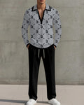 Big & Tall Gray Geometric Graphic Two-piece Set for big men view 1
