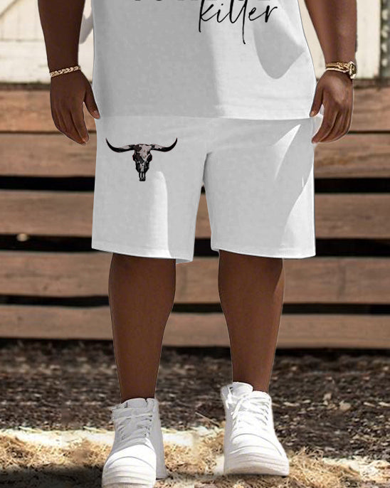 Big & Tall Western T-Shirt Shorts Set for big men view 3