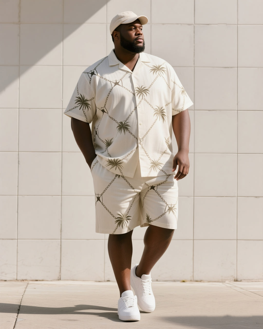 Big & Tall Tropical T-Shirt Shorts Set for big men view 1