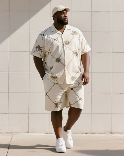 Big & Tall Tropical T-Shirt Shorts Set for big men view 1