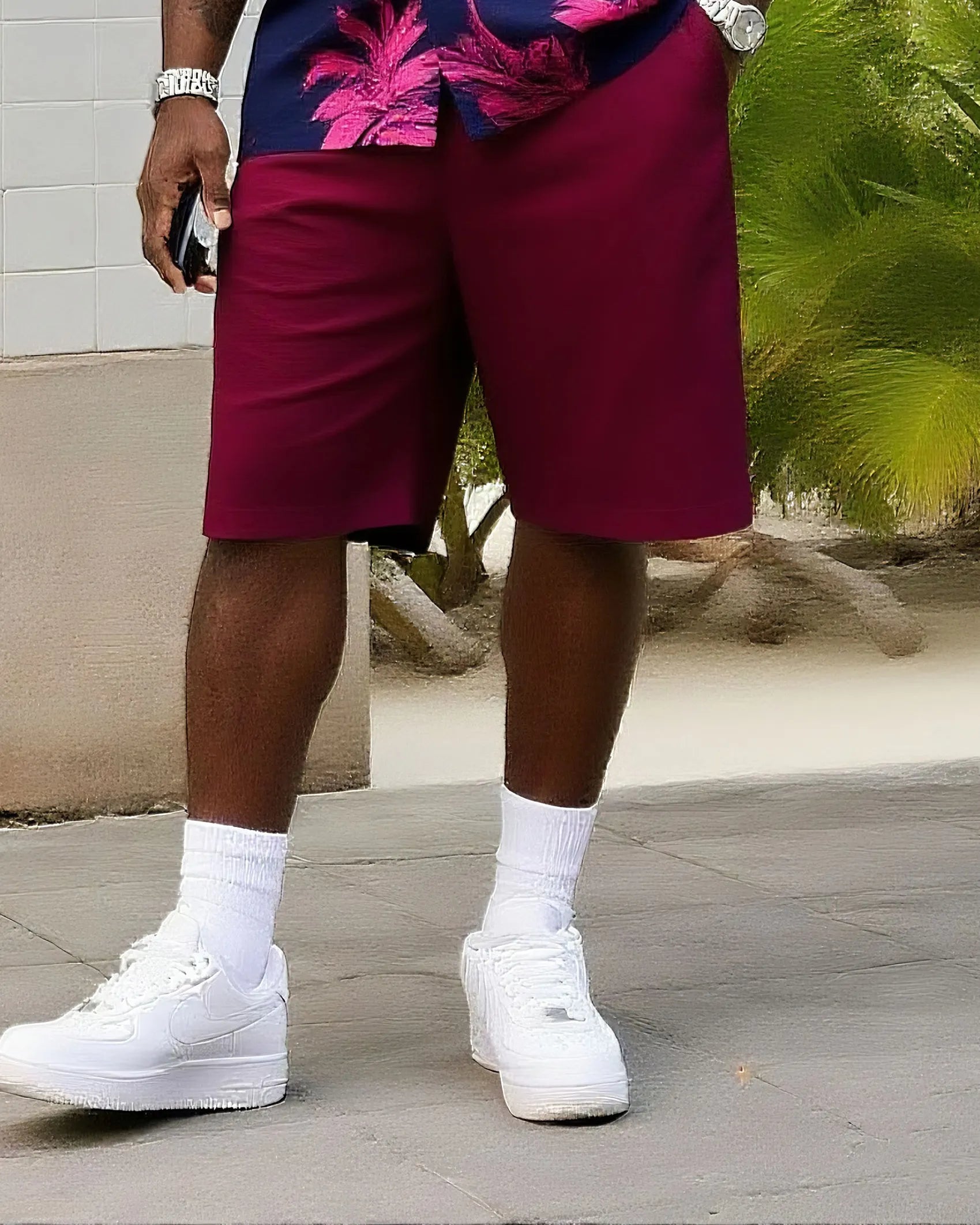 Big & Tall Hawaiian Colorblock T-Shirt Shorts Set for big men view 3