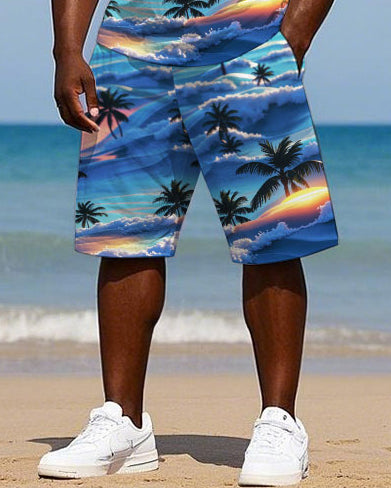Big & Tall Hawaiian T-Shirt Shorts Set for big men view 3