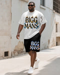 Big & Tall Gradient Graphic T-Shirt Shorts Set for big men view 1