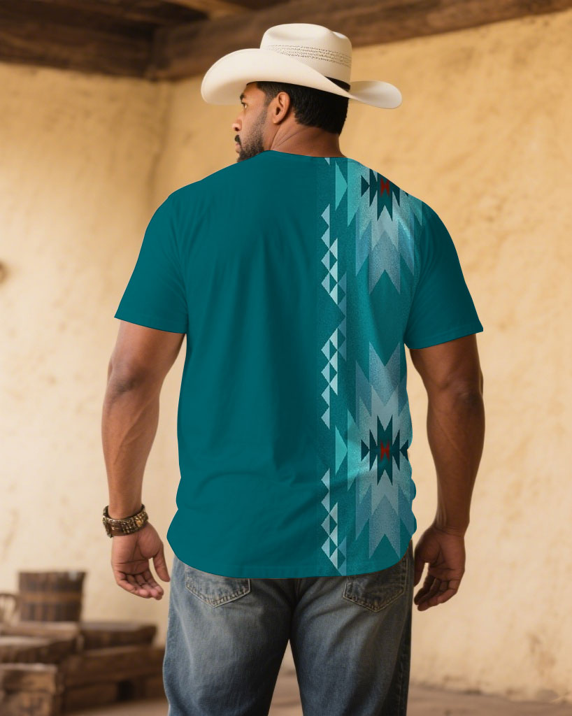 Big & Tall Green Western Denim T-Shirt for big men view 2