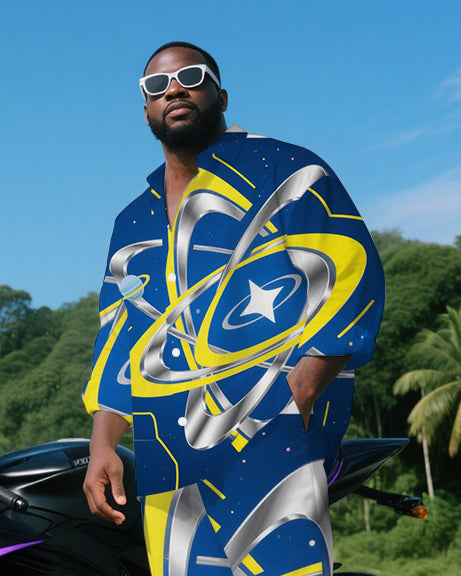 Big & Tall Geometric T-Shirt Pants Set for big men view 1