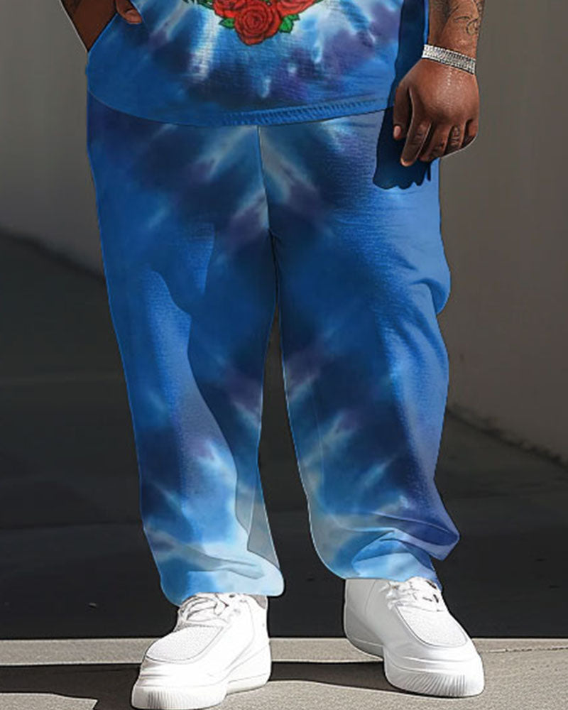 Big & Tall Graphic Streetwear Skull T-Shirt Pants Set for big men view 3