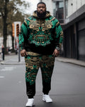 Big & Tall Green Graphic Hoodie Sweatpants Set for big men view 1