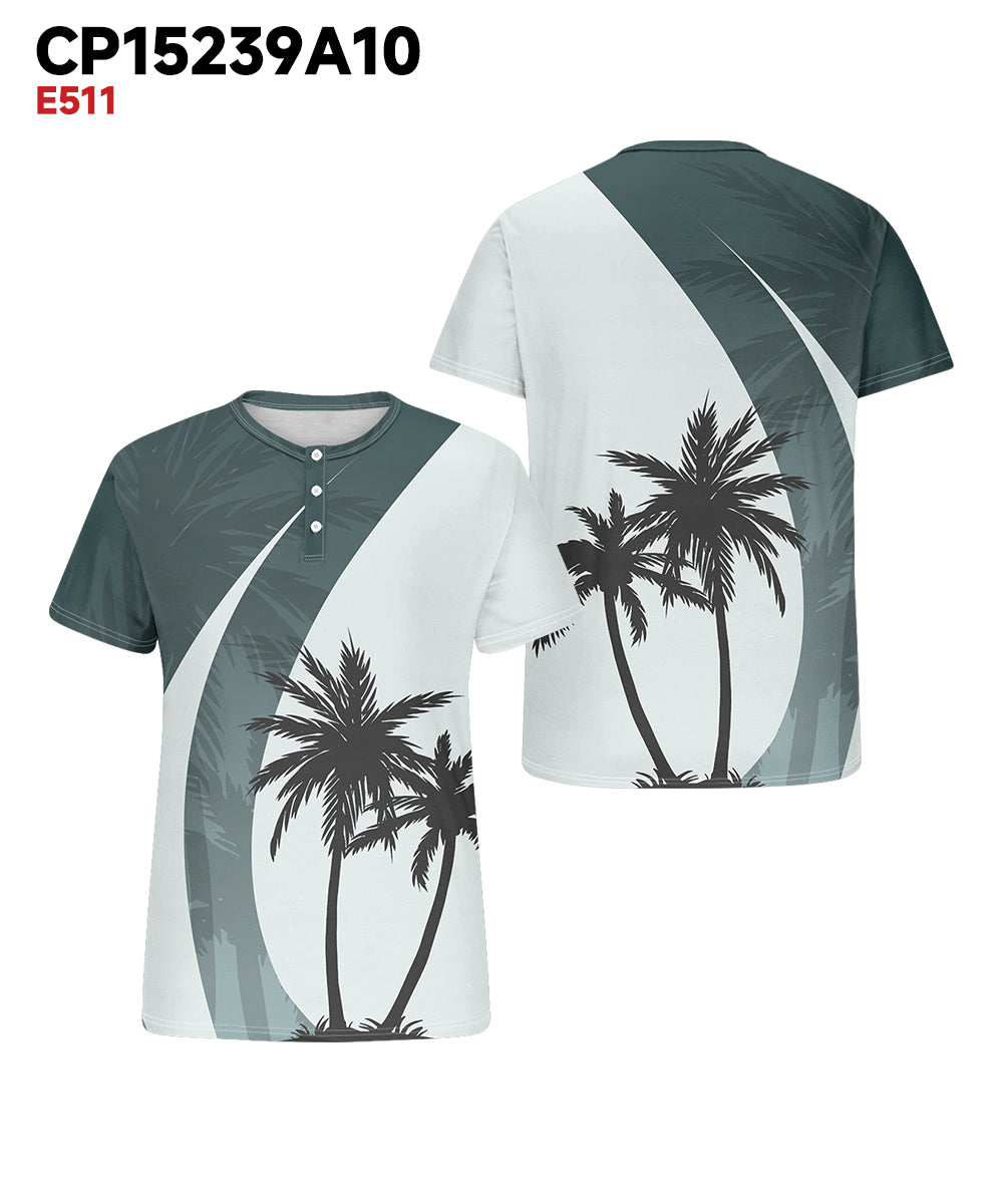 Big & Tall Green Hawaiian Colorblock T-Shirt for big men view 3