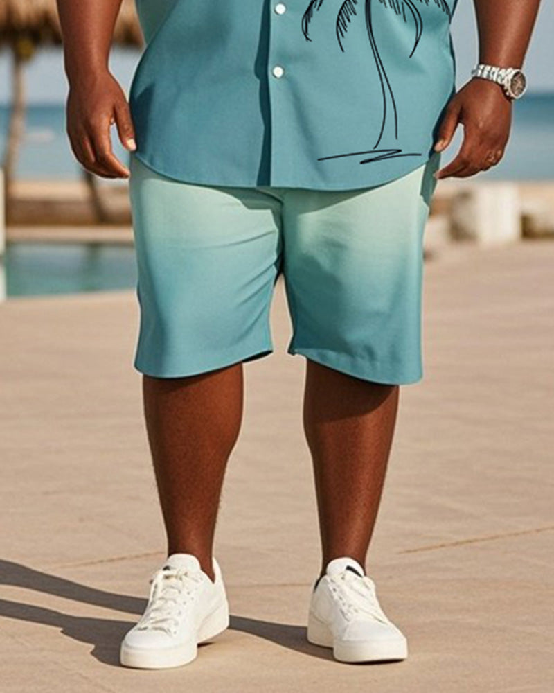 Big & Tall Blue Hawaiian Gradient T-Shirt Shorts Set for big men view 3