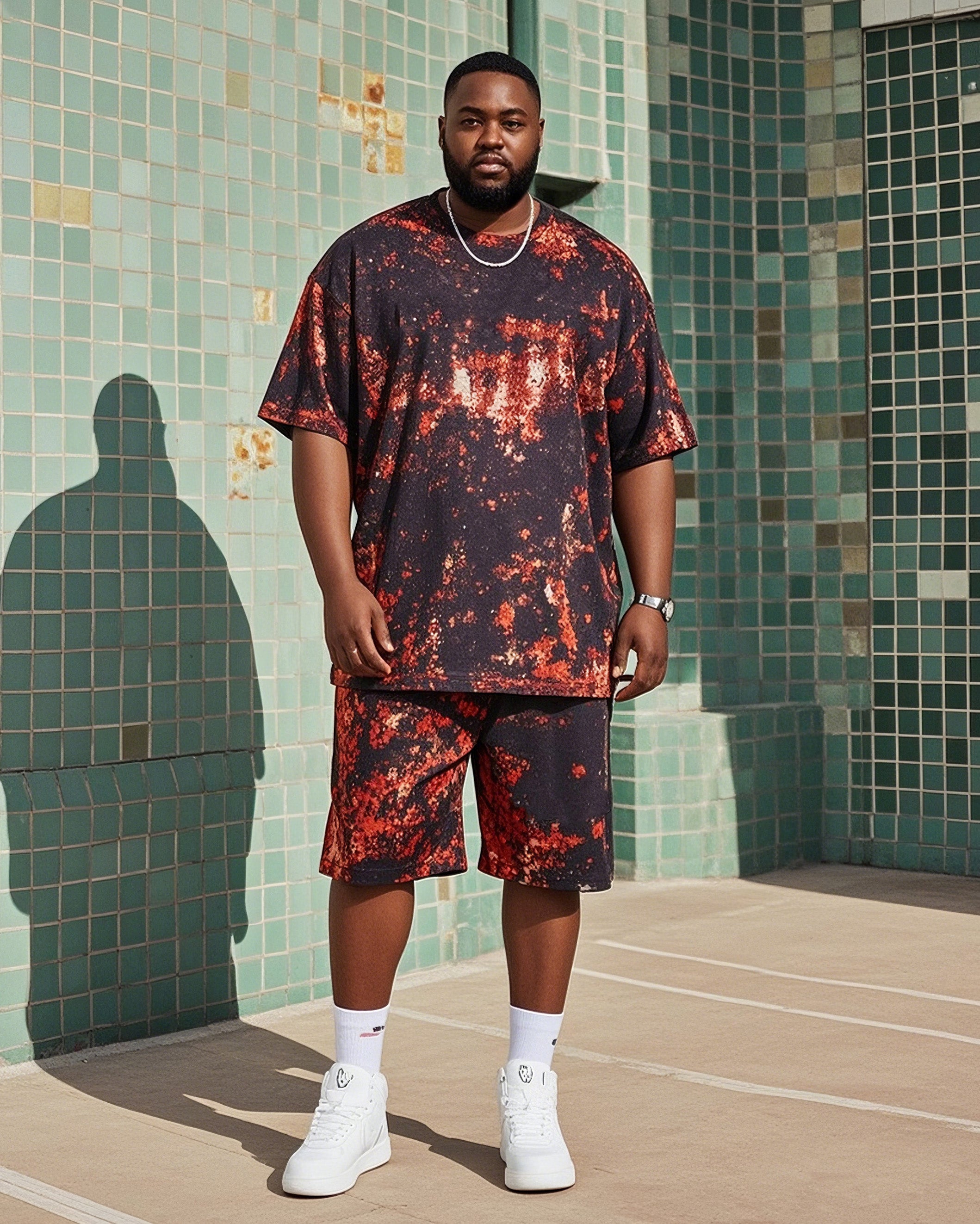 Big & Tall Vintage T-Shirt Shorts Set for big men view 1