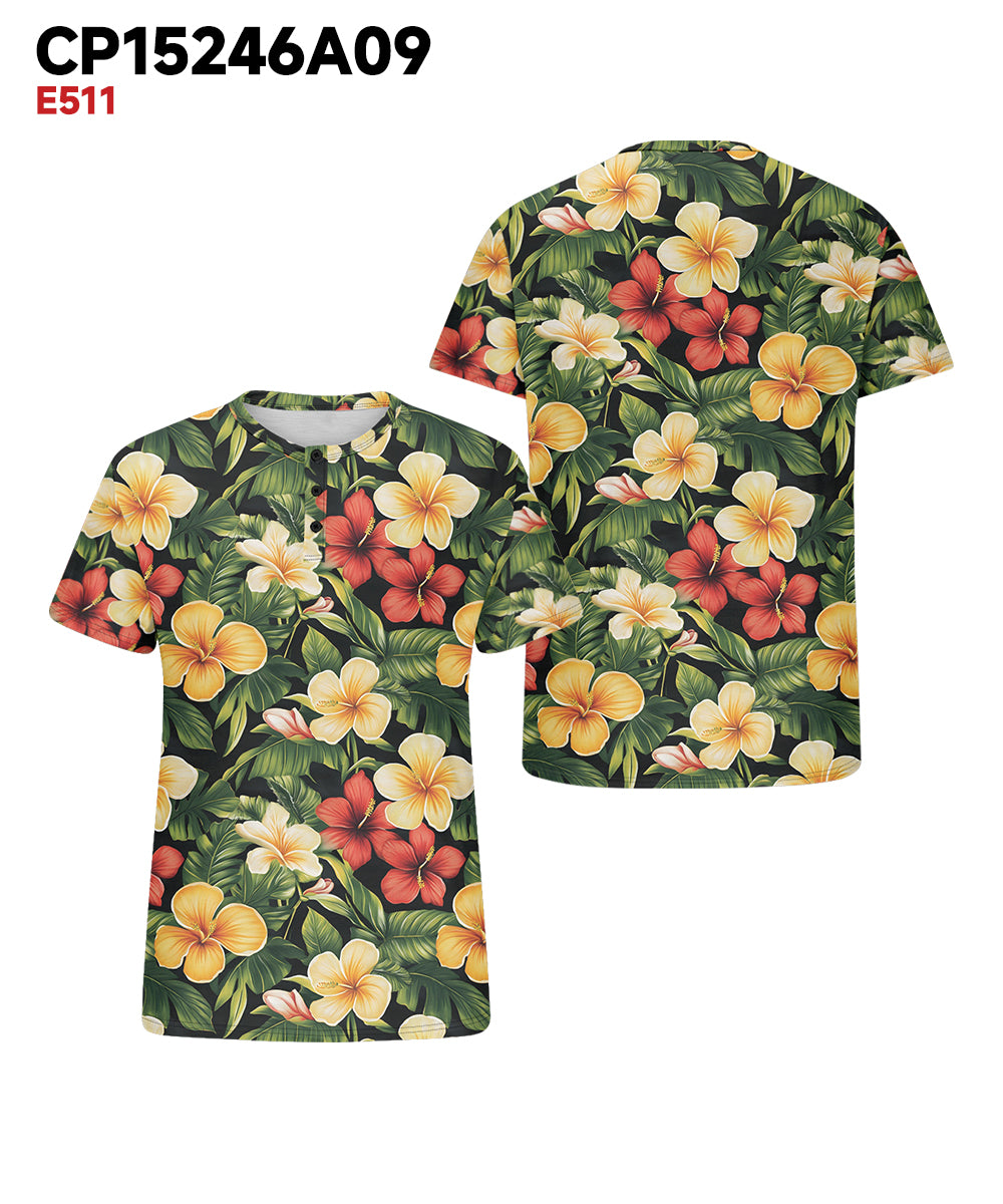 Big & Tall Red Yellow Hawaiian T-Shirt for big men view 3