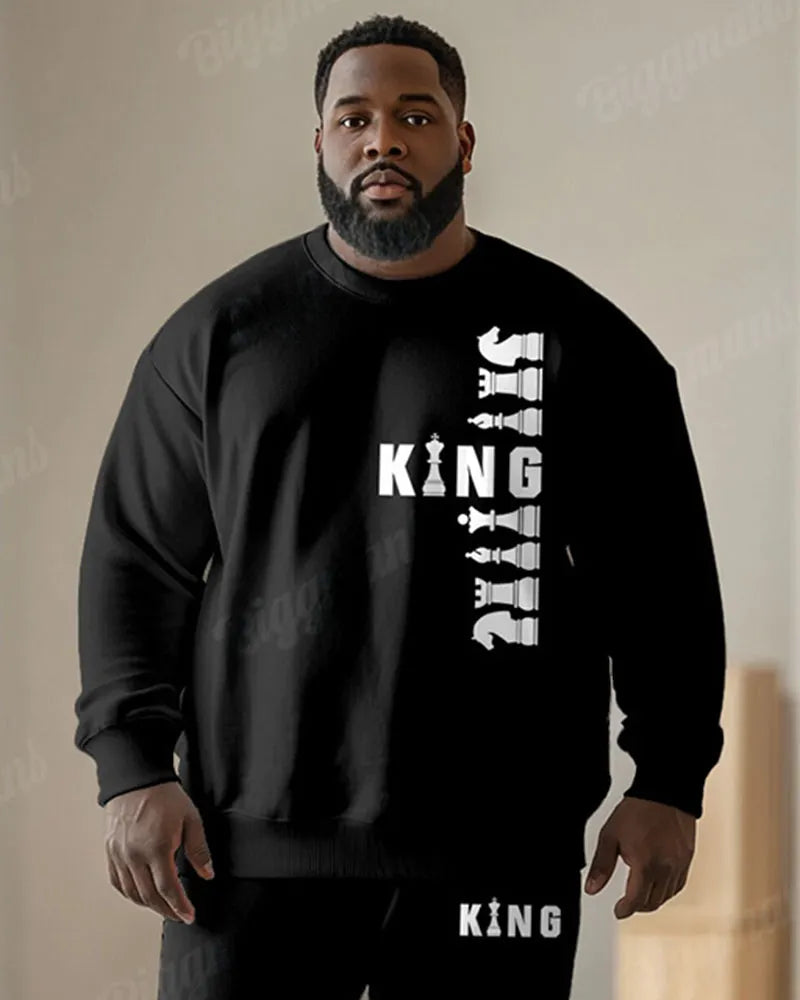Big & Tall Black Graphic Two-piece Set for big men view 2