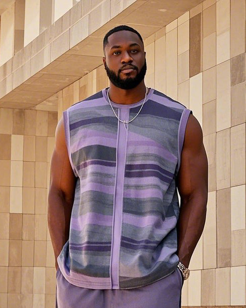 Big & Tall Striped Vest Pants Set for big men view 2
