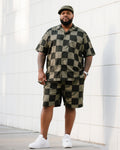 Big & Tall Geometric T-Shirt Shorts Set for big men view 1
